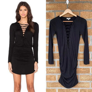 LNA Gigi Ruched Bottom Lace Up Closure Casual Dres